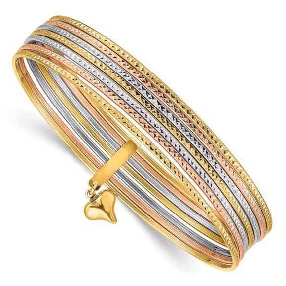 14k Tricolor Gold Set of Seven Bangles a/k/a Seminario Bangles - Picture 7 of 9